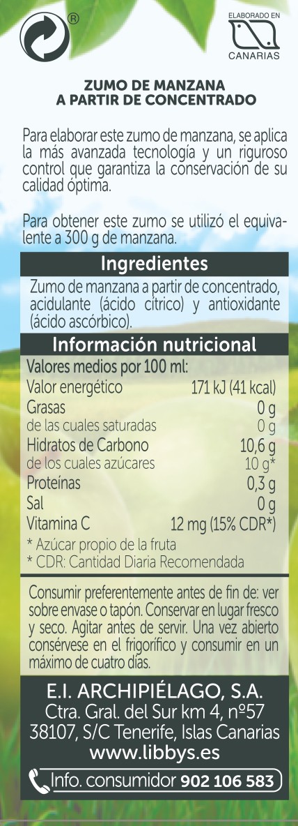 Ejemplo de etiquetado zumos
