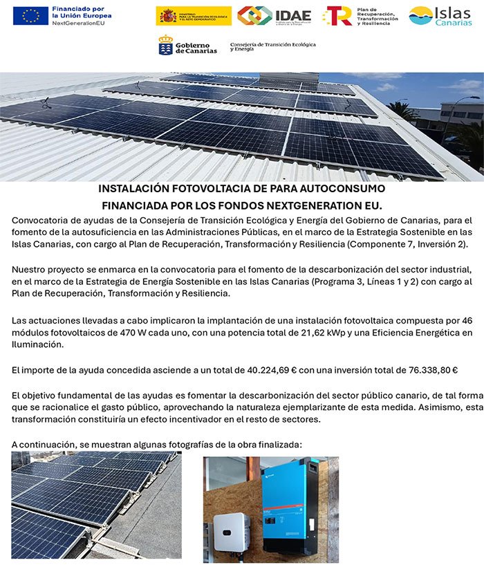 Cartel subvención para instalación fotovoltaica para autoconsumo Cartel subvención para instalación fotovoltaica para autoconsumo